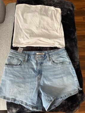Levi’s A Line Light Blue Denim Women’s Jean Shorts — top available for purchase.